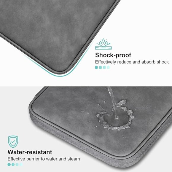 NEW! Faux Leather Laptop Computer Carrying Case w/Plush Pocket & Velcro Strap - Picture 4 of 15